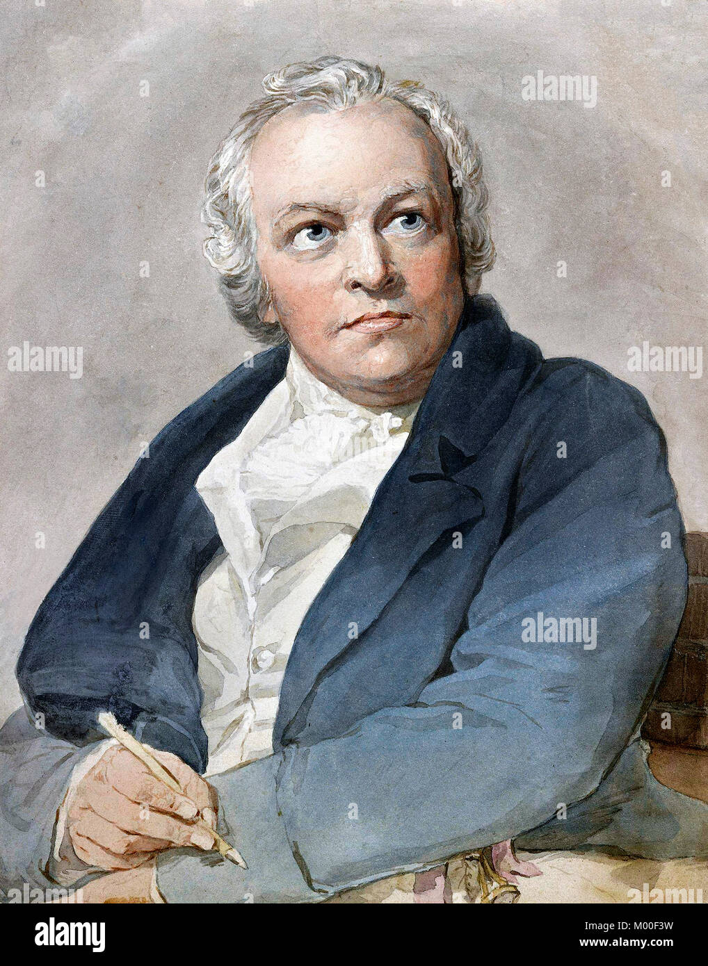 William Blake (1757-1827) the English poet, painter, and printmaker. Copy after Thomas Phillips, watercolour on paper, 1807. Stock Photo