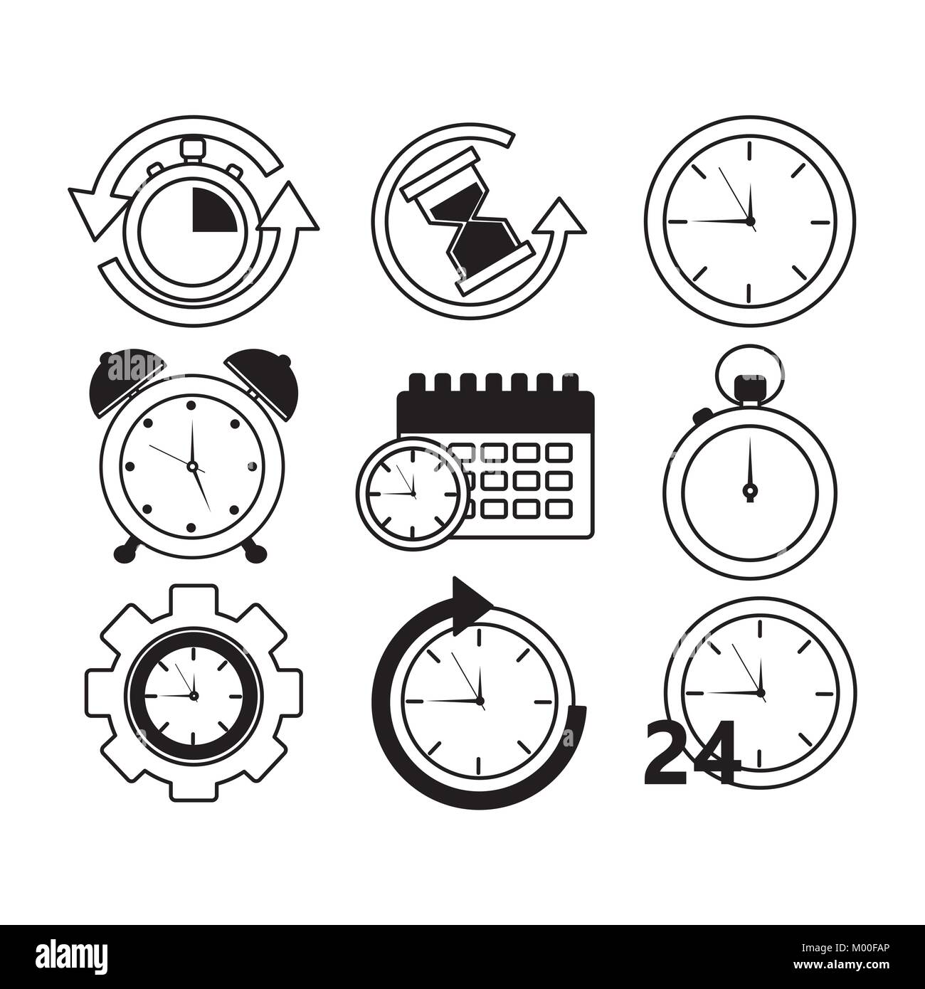 collection time clock hour plan service work Stock Vector Image & Art ...