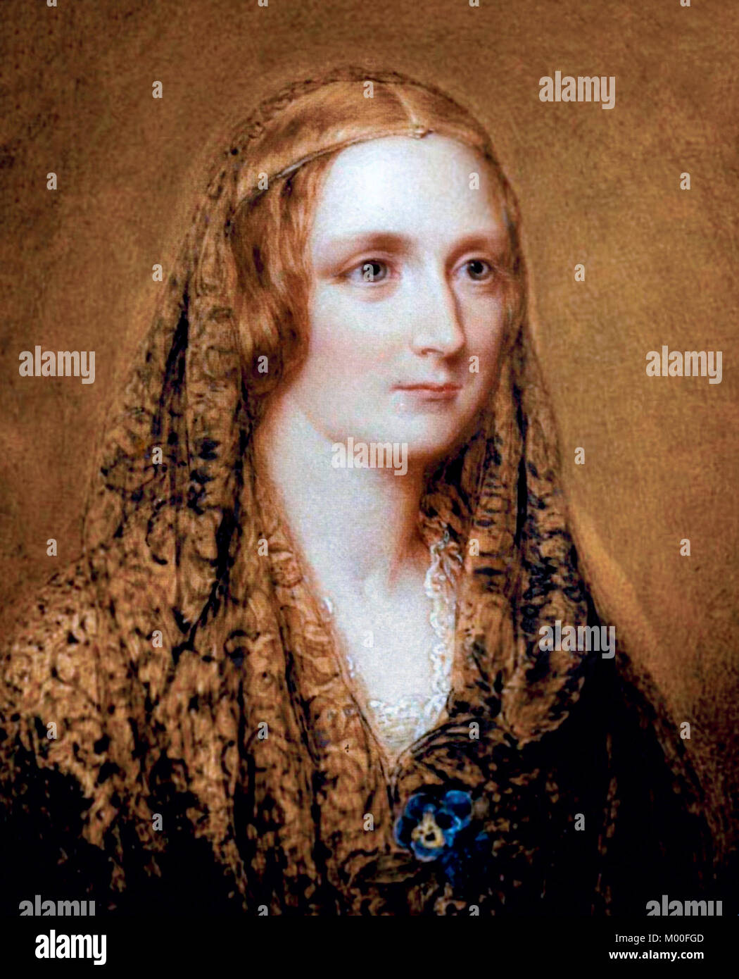 Mary Shelley. Portrait of Mary Wollstonecraft Shelley (nee Godwin: 1797-1851) by Reginald Easton, 1857 Stock Photo