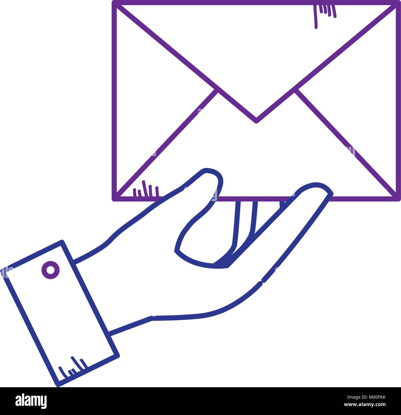 hand with mail envelope vector illustration design Stock Vector Image ...