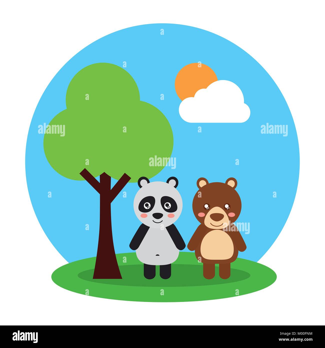 two cute animals bear and panda friendly Stock Vector Image & Art Alamy
