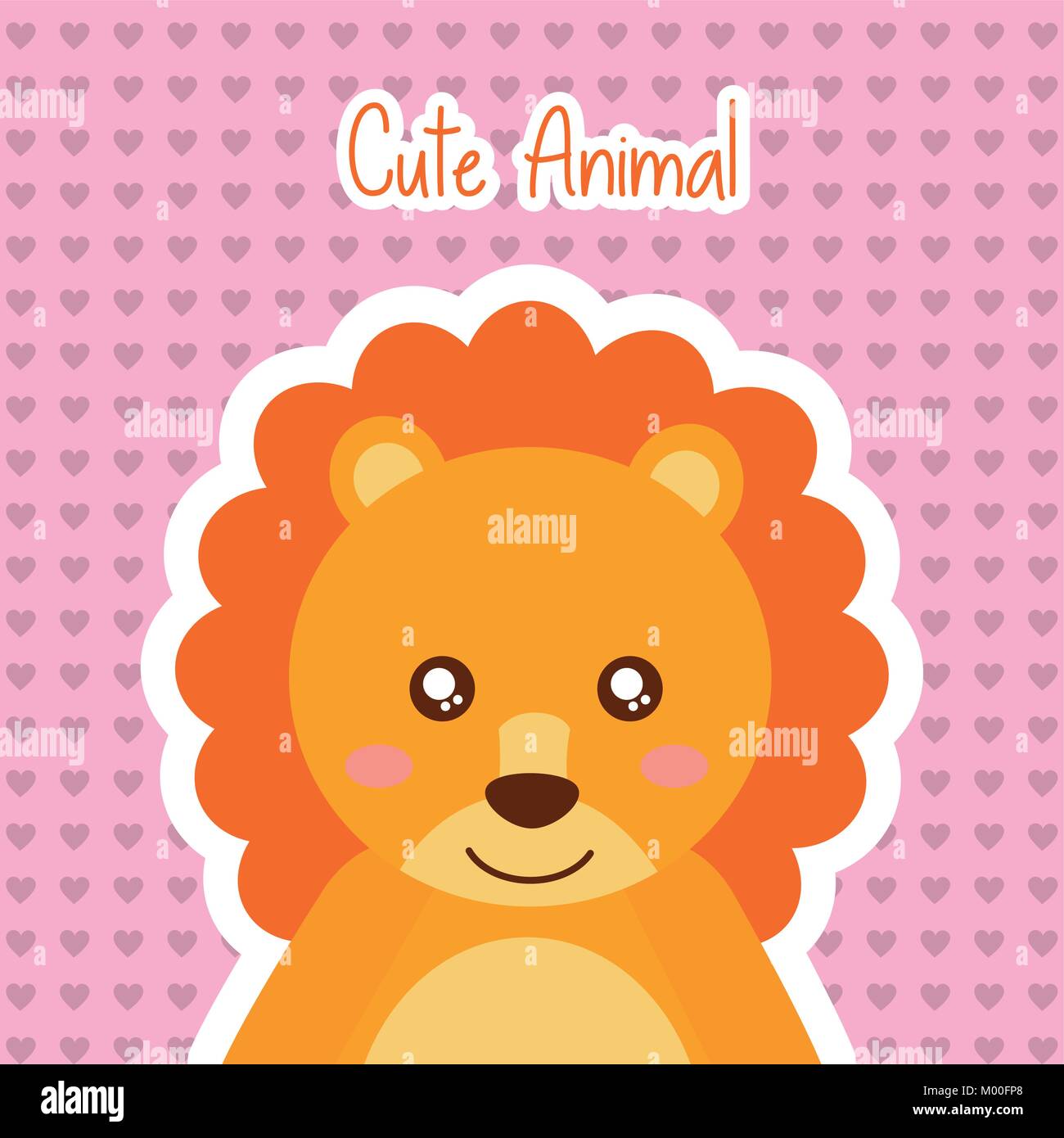 cute animal lion wildlife baby hearts background Stock Vector Image ...