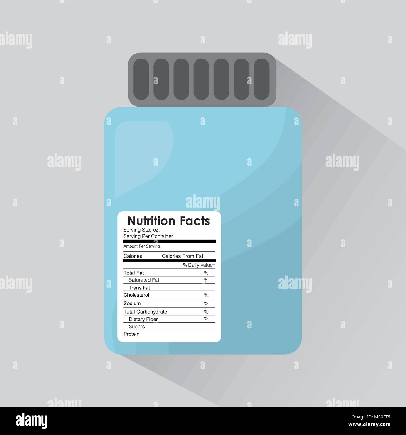 bottle glass nutrition facts sticker information Stock Vector Image