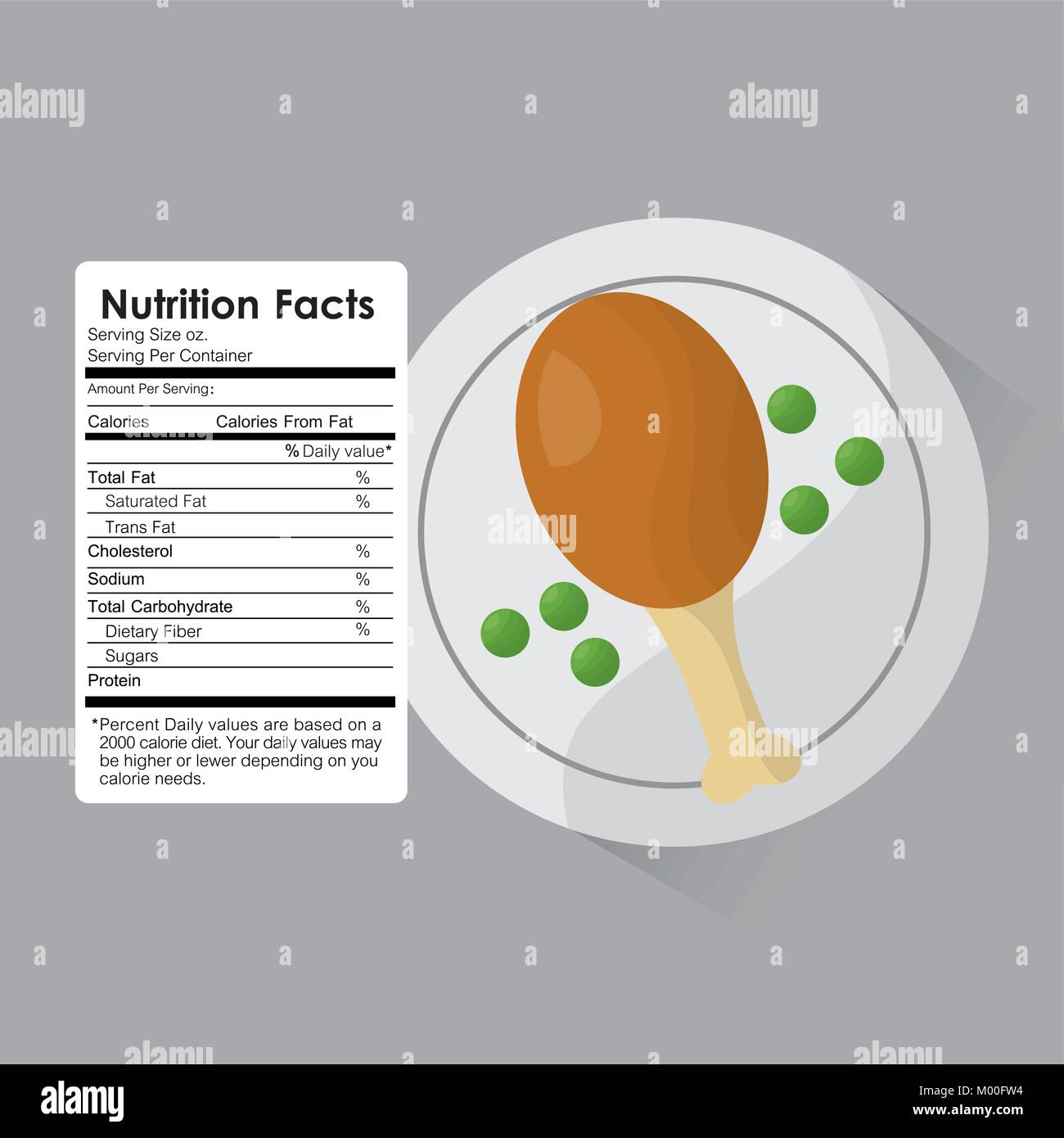nutrition facts of roasted chicken and peas label content template