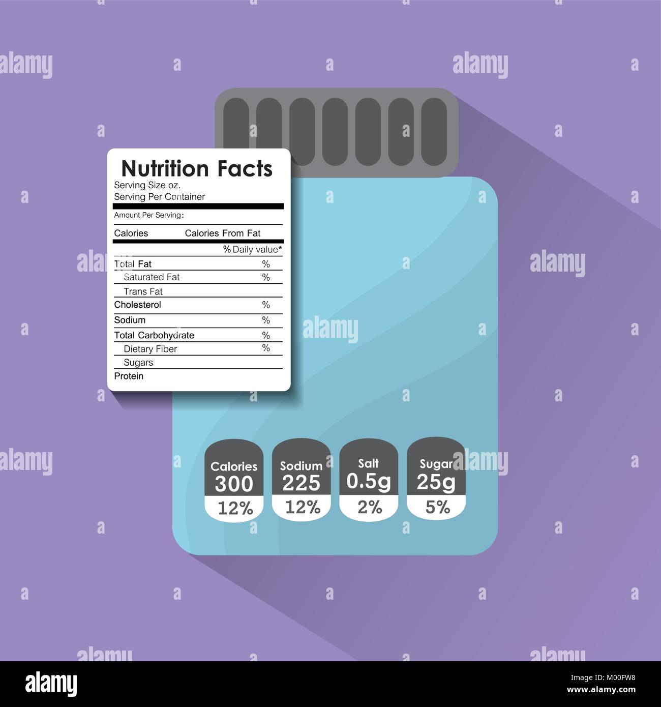 bottle glass nutrition facts sticker information Stock Vector Image