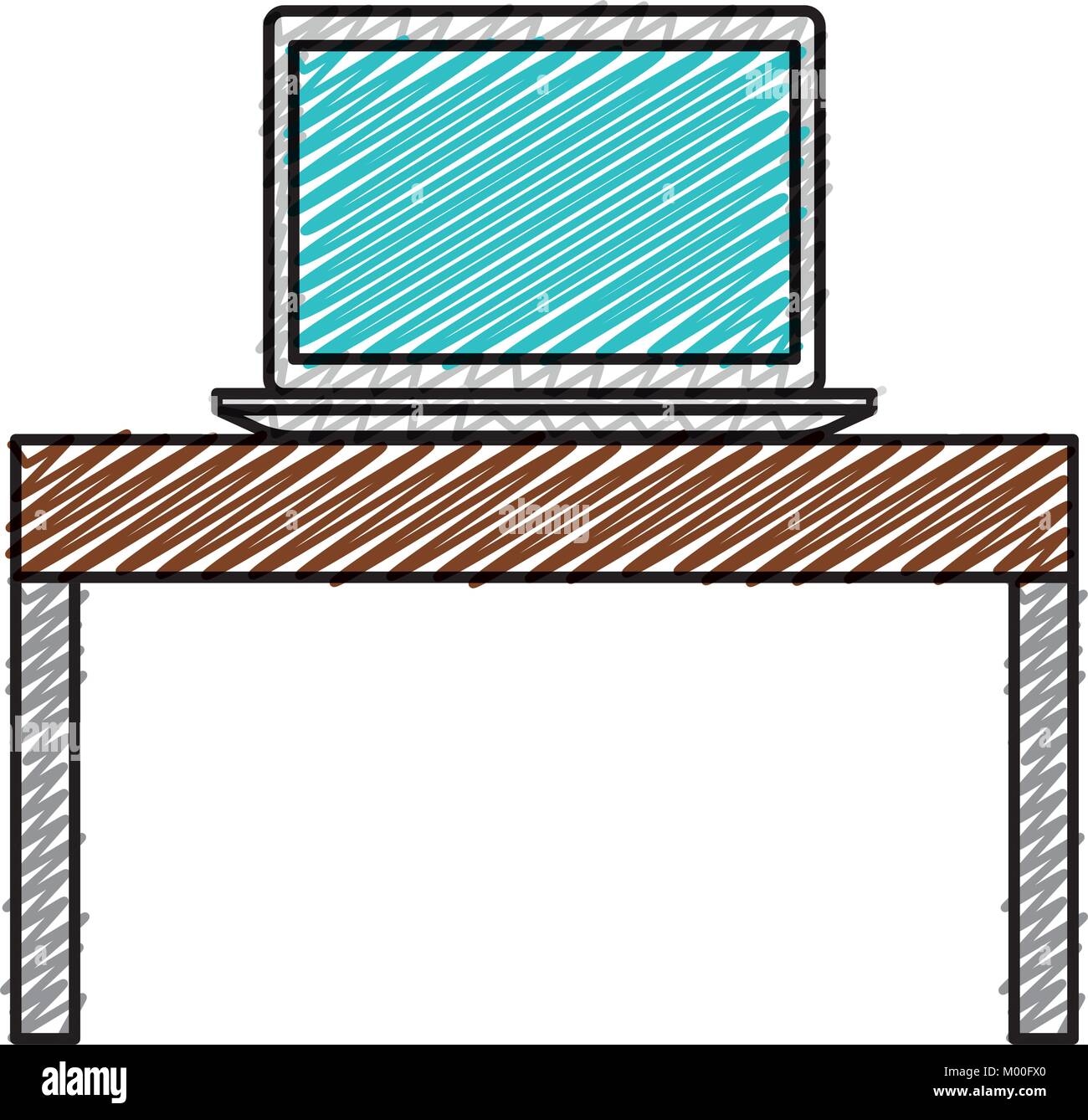 laptop computer in table vector illustration design Stock Vector Image ...