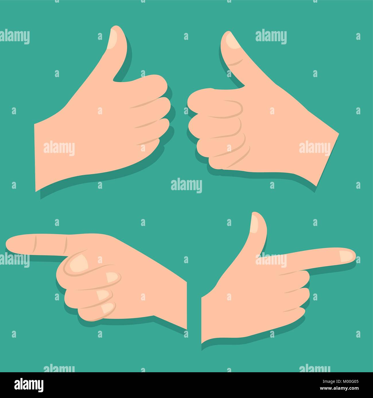 set of hands differents pointing thumb up fingers gestures Stock Vector
