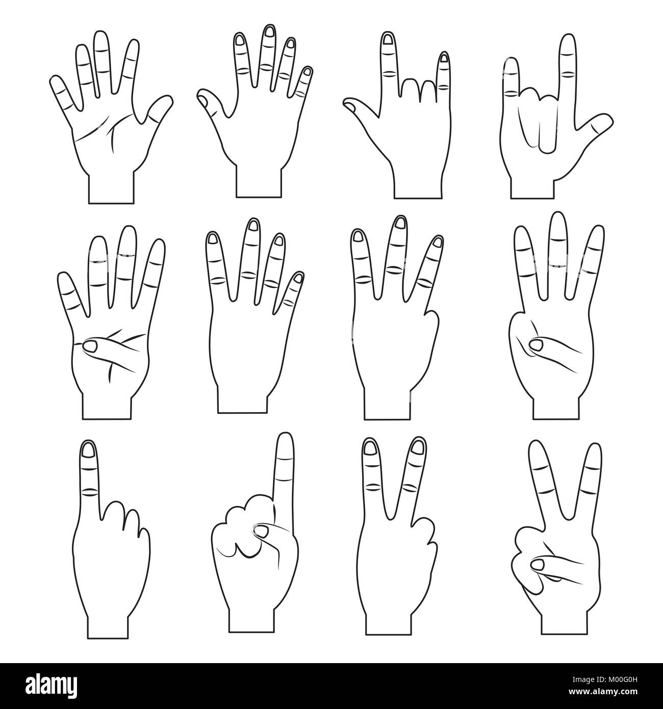 Male hand gestures vector Black and White Stock Photos & Images - Alamy
