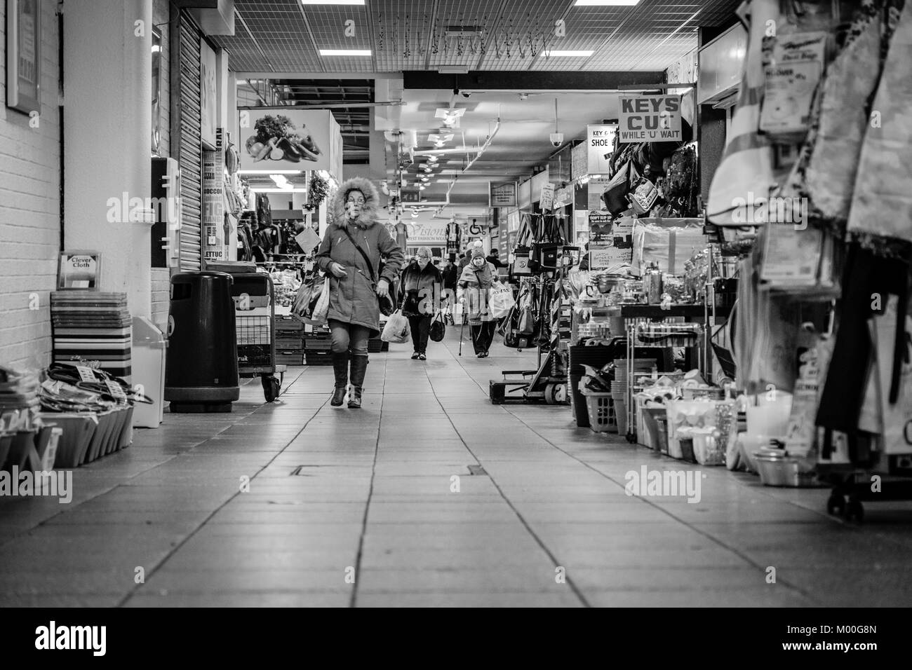 Stalls and Shoppers in the Oastler Shopping Centre, John Street market