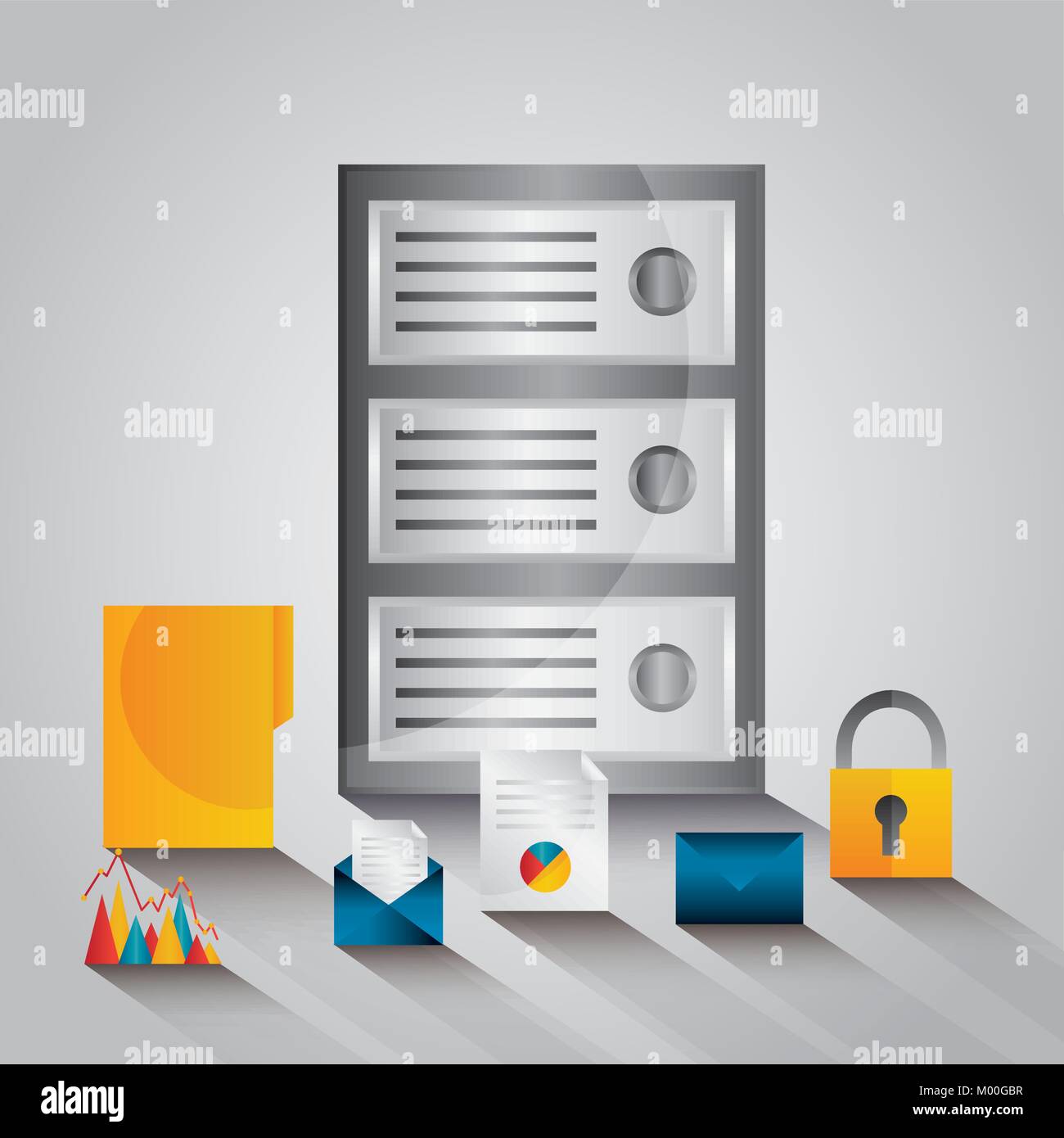 data server center technology email file security Stock Vector Image ...