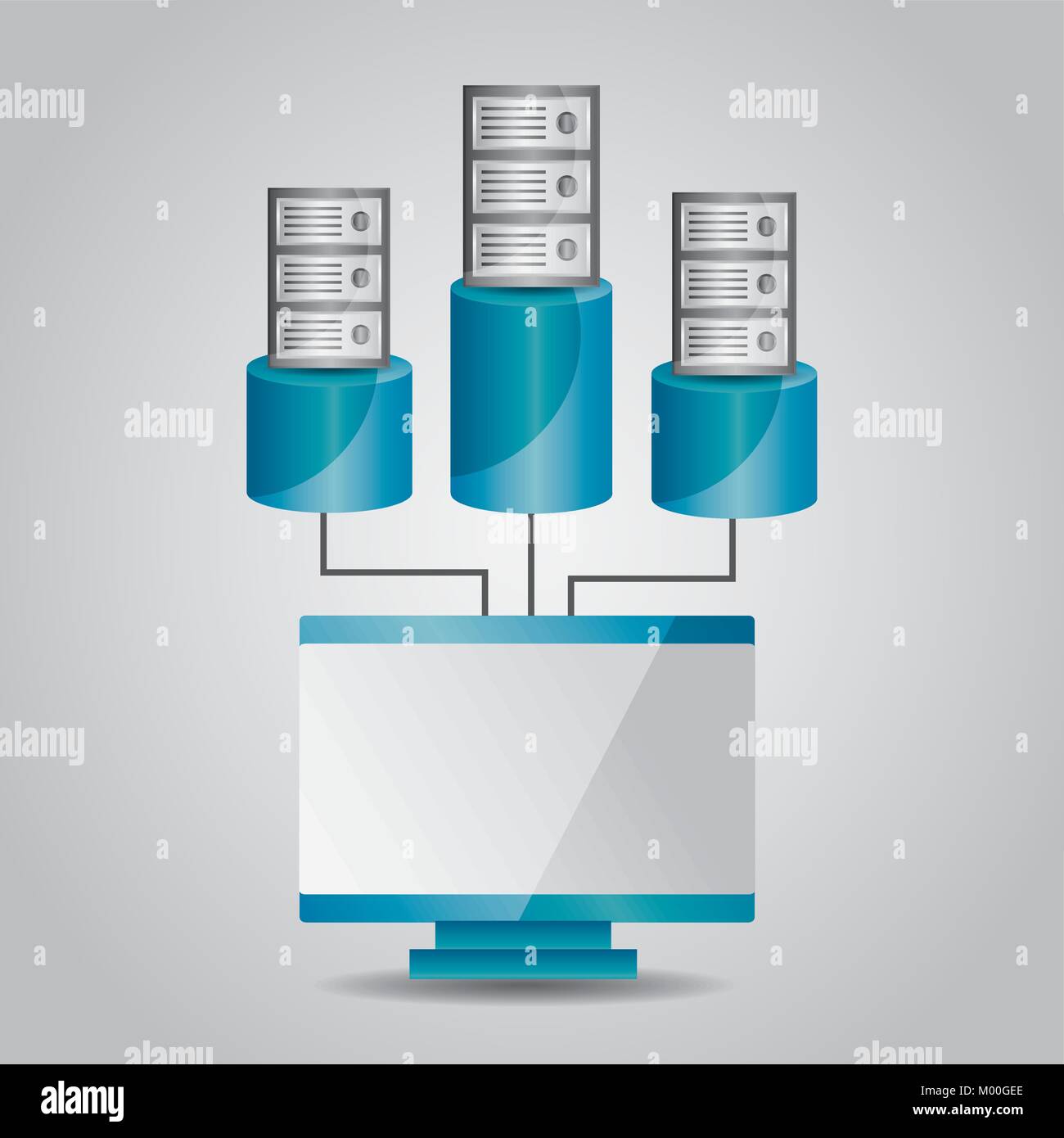 computer and data base server sharing communication Stock Vector Image ...