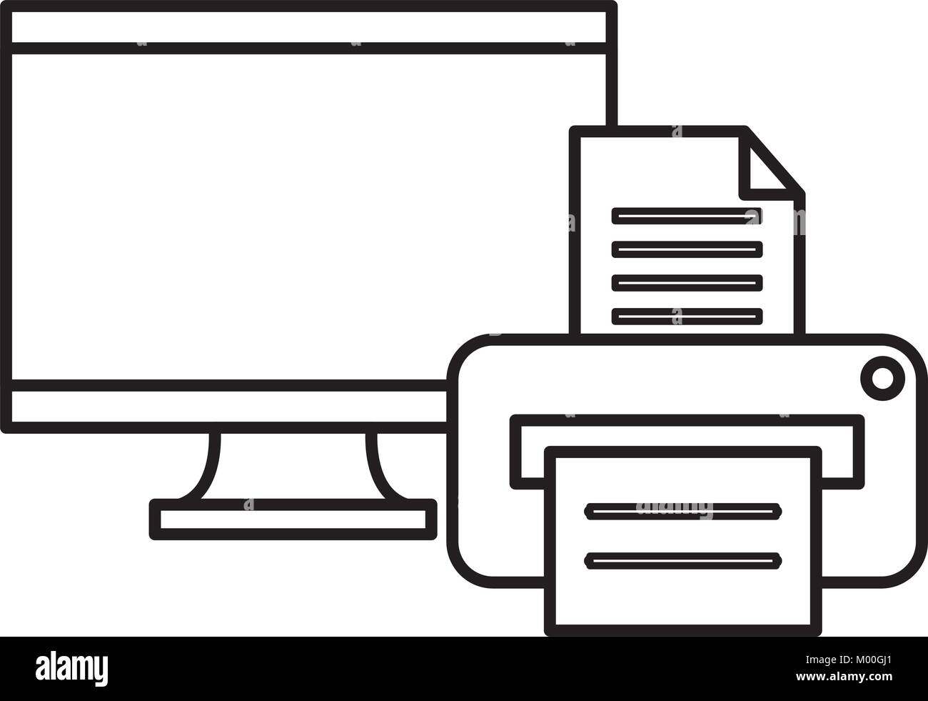 monitor computer with printer vector illustration design Stock Vector ...