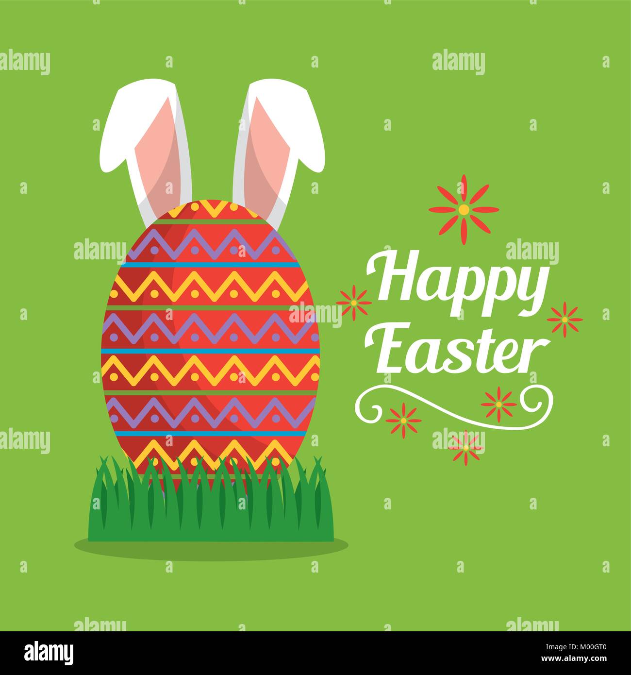happy easter decorated egg with ears of bunny Stock Vector Image & Art ...