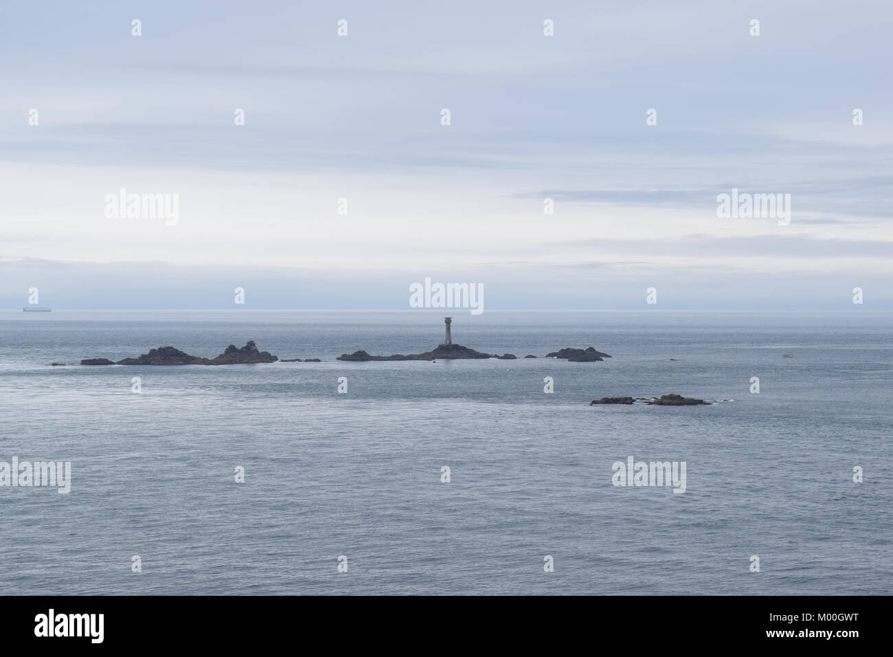 Lighthouse lands end UK england seaside Cornwall Stock Photo