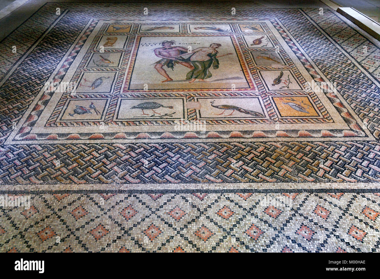 Floor mosaic from Zeugma, Gaziantep Zeugma Mosaic Museum, Gaziantep, Southeastern Anatolia Region of Turkey Stock Photo