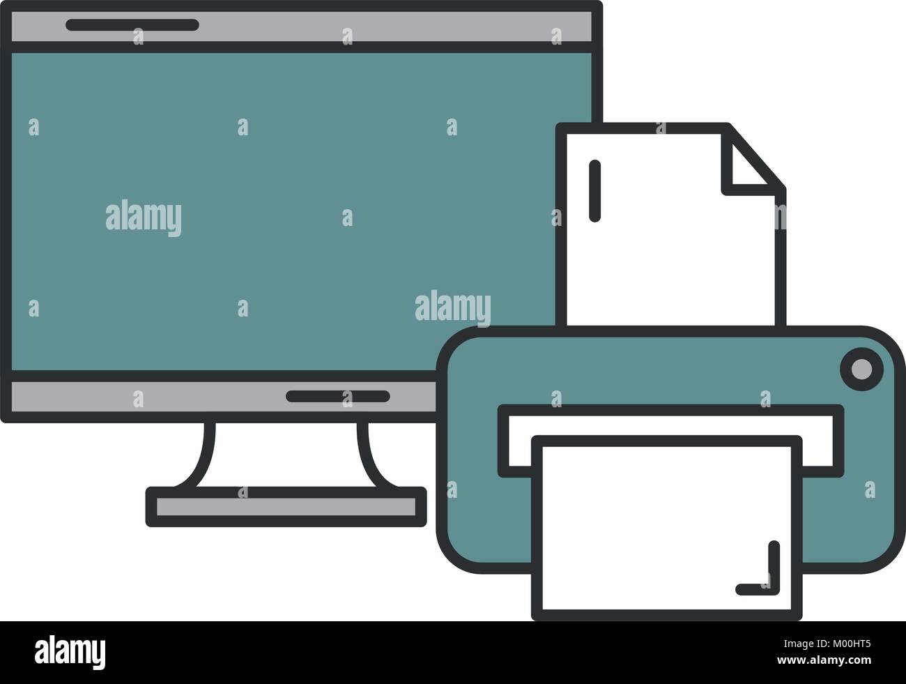 monitor computer with printer vector illustration design Stock Vector ...
