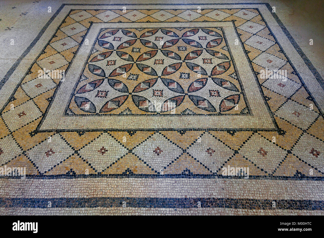 Geometric design Mosaic in The Gaziantep Zeugma Mosaic Museum,Gaziantep,Southeastern Anatolia Region of Turkey Stock Photo