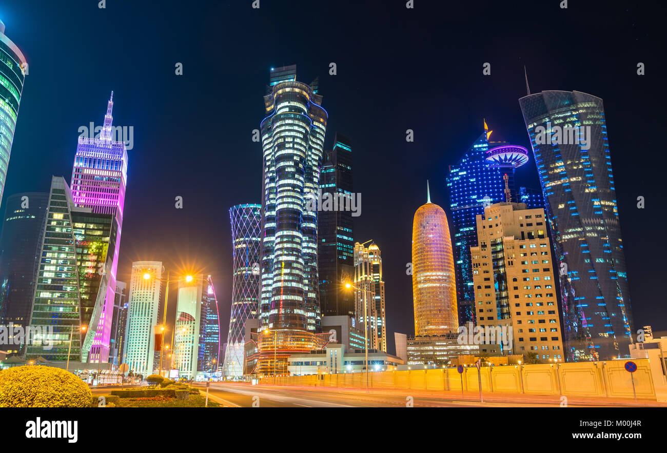 Buildings in the downtown of Doha, the capital of Qatar Stock Photo