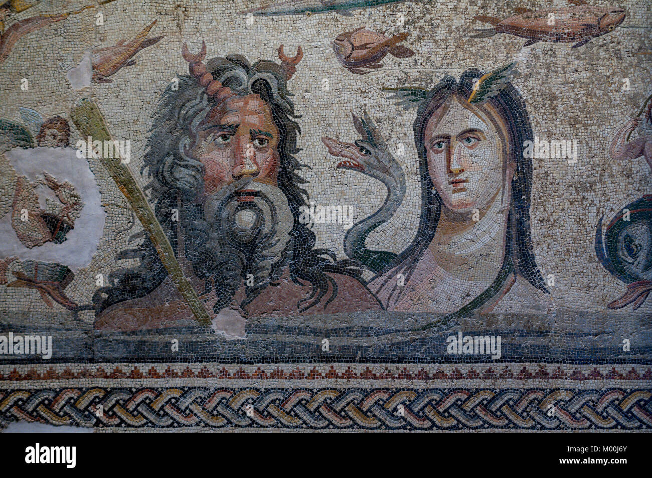 Oceanus and Tethys Mosaic in The Gaziantep Zeugma Mosaic Museum,Southeastern Anatolia Region of Turkey Stock Photo