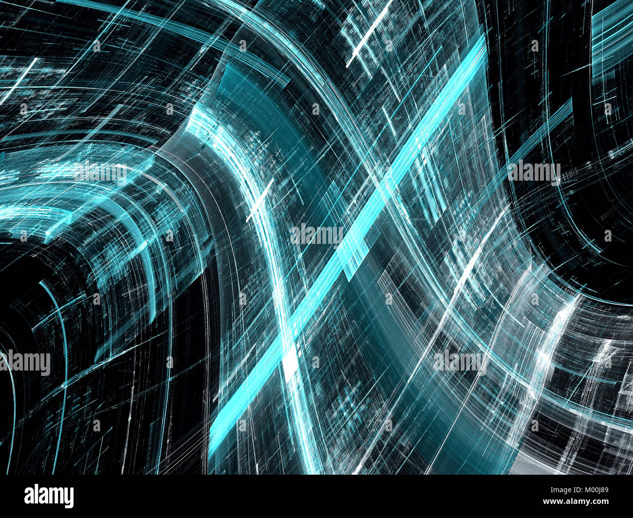 Technology background - curved grid with stripes and light effects ...