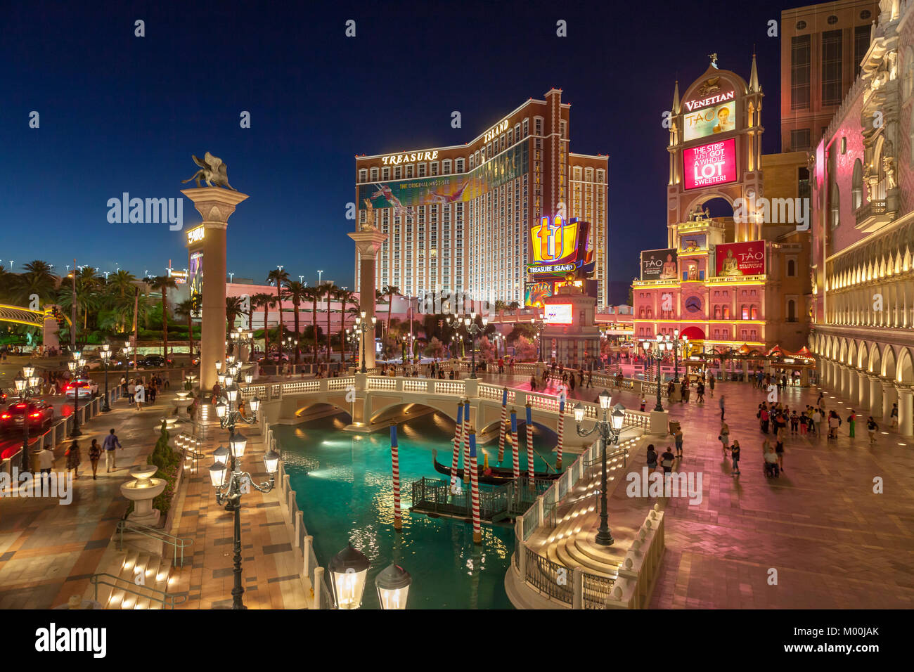 Treasure Island and The Venetian in Las Vegas, Nevada. Stock Photo