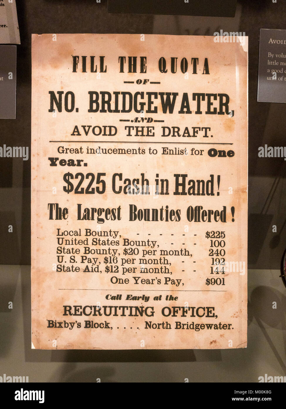An 'Avoid the Draft' poster on display in the Gettysburg Museum and Visitor Center, Gettysburg, Pennsylvania, United States. Stock Photo