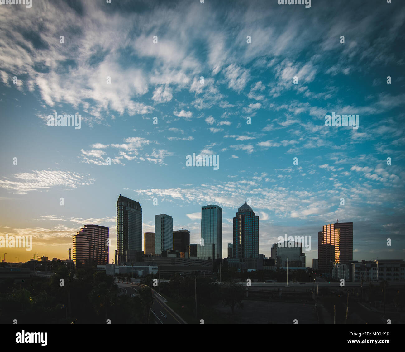 Tampa skyline at sunset Stock Photo