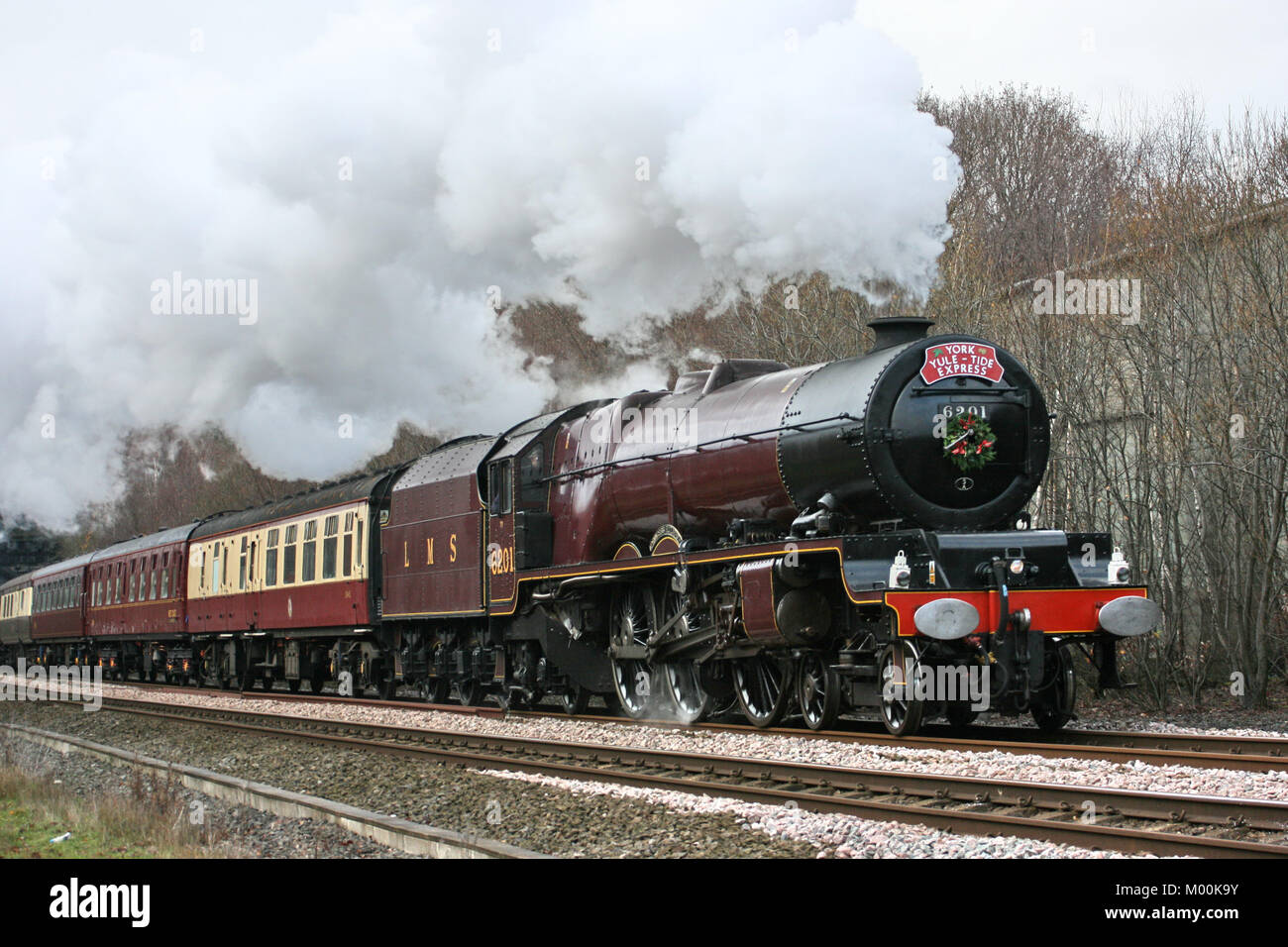 LMS Pacific Steam Locomotive No. 6201 Princess Elizabeth at Elland, Yorkshire 13th December 2009, Elland, West Yorkshire, United Kingdom Stock Photo