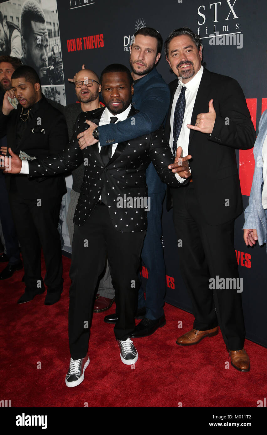 Los Angeles, Ca, USA. 17th Jan, 2018. Oshea Jackson Jr, Gerard Butler