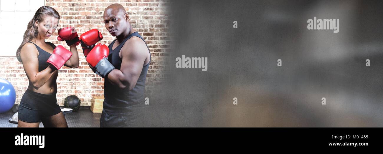 Boxer couple in gym Stock Photo Alamy