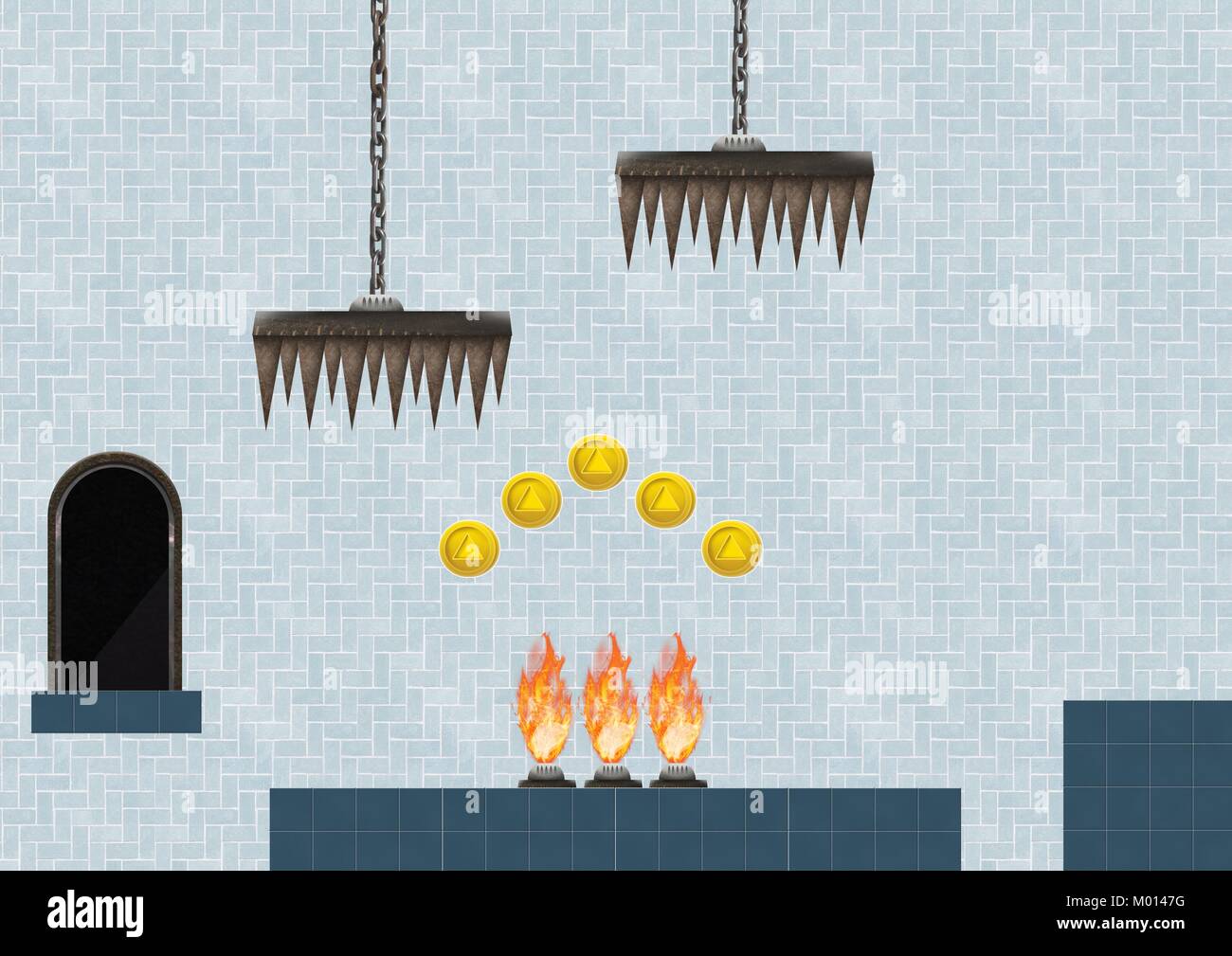 Computer Game Level with coins and traps Stock Photo - Alamy