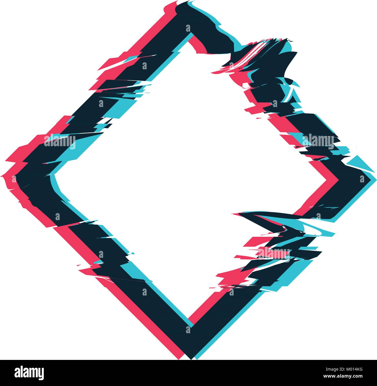 Glitch distortion frame. Vector rhombus illustration Stock Vector