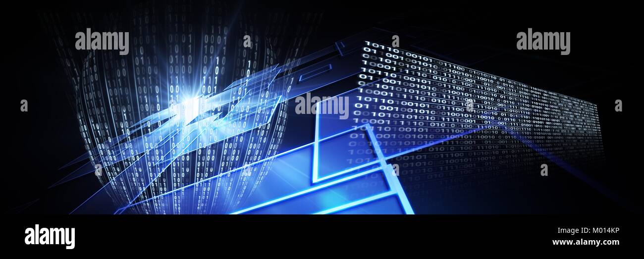 Code binary interface and dark perspective background Stock Photo - Alamy
