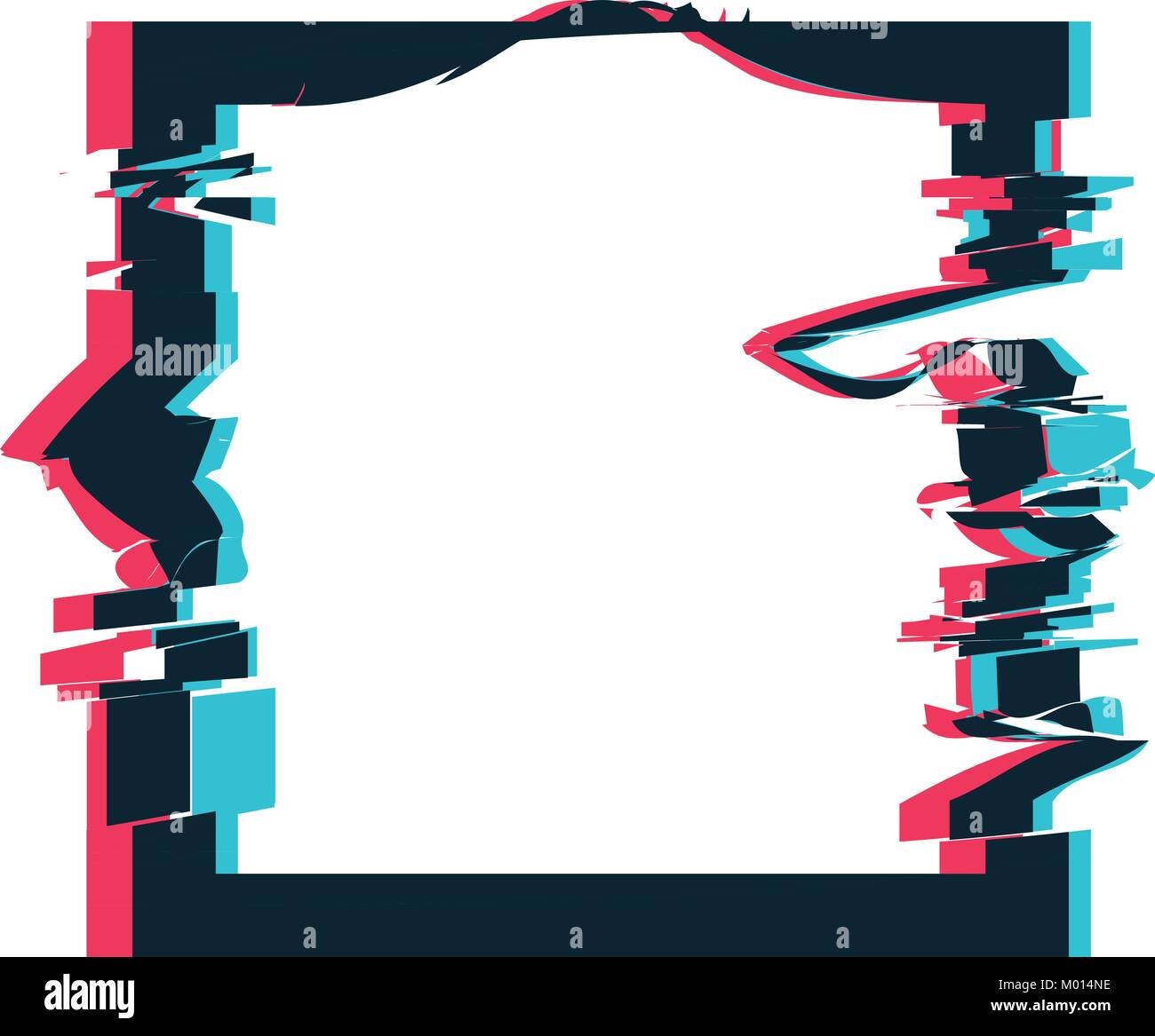 Glitch distortion frame. Vector square illustration Stock Vector