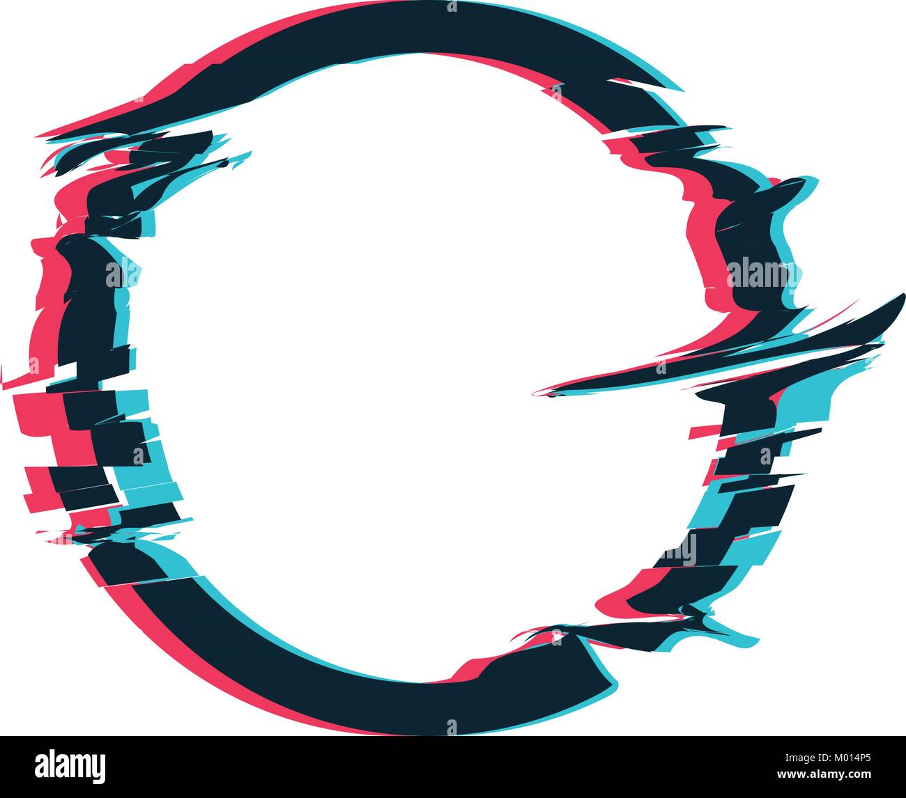 Glitch effect circle distorted shape digital Vector Image