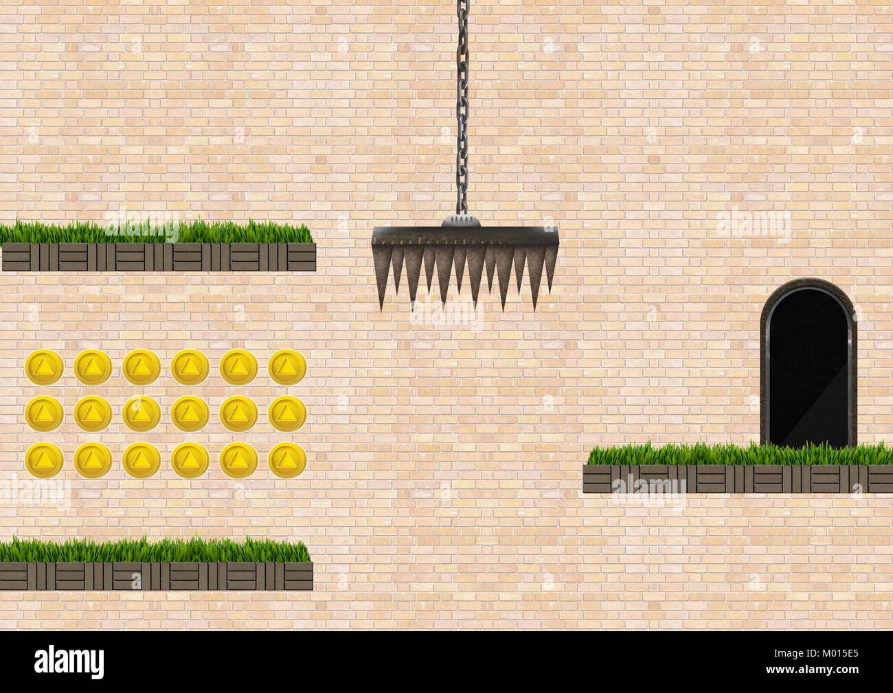 Computer Game Level with coins and trap Stock Photo - Alamy
