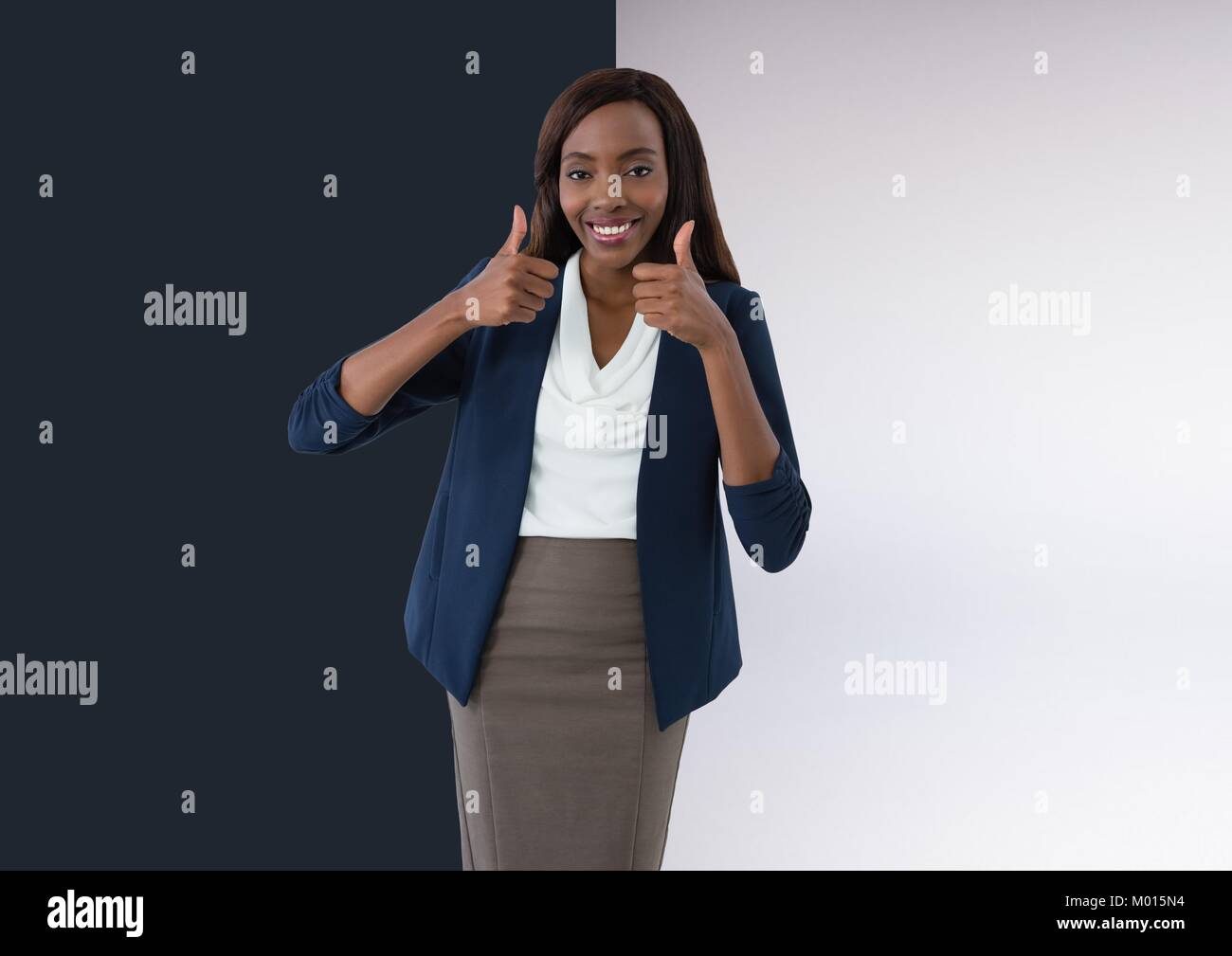 Thumbs up casual young woman hi-res stock photography and images - Alamy