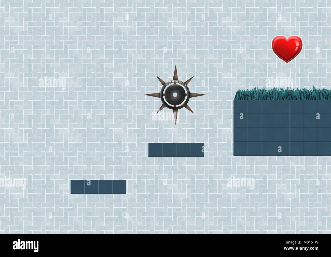 Computer Game Level with heart and traps Stock Photo - Alamy