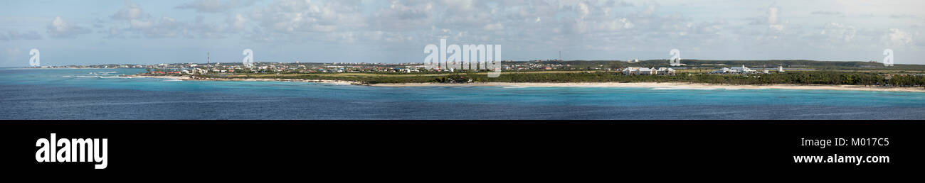 Wide panorama of Grand Turk and Cockburn Town. Stock Photo