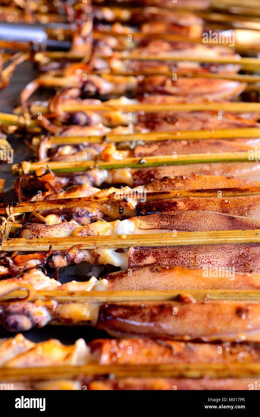 Squids food in Crab Market of Kep, Cambodia Stock Photo