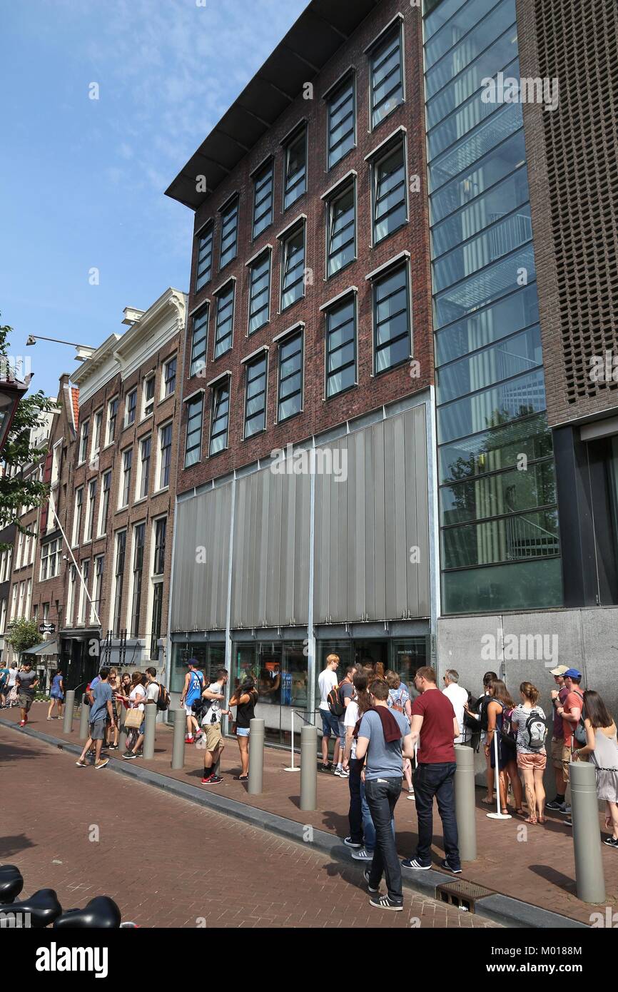 Diarest AMSTERDAM, NETHERLANDS - JULY 7, 2017: People visit Anne Frank House in ...
