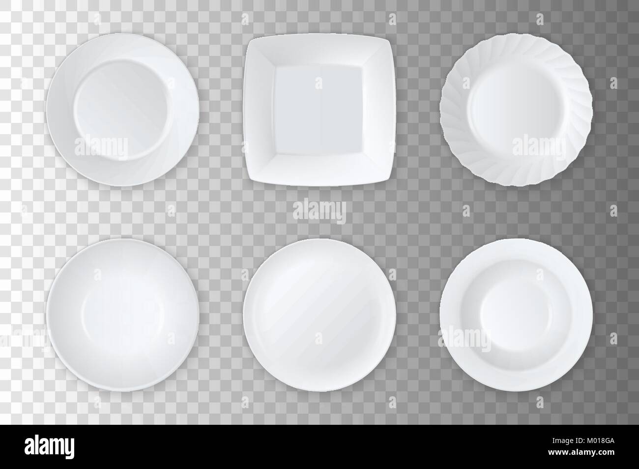 Realistic vector white empty food plate, dish and bowl icon set ... Realistic vector white empty food plate, dish and bowl icon set ...