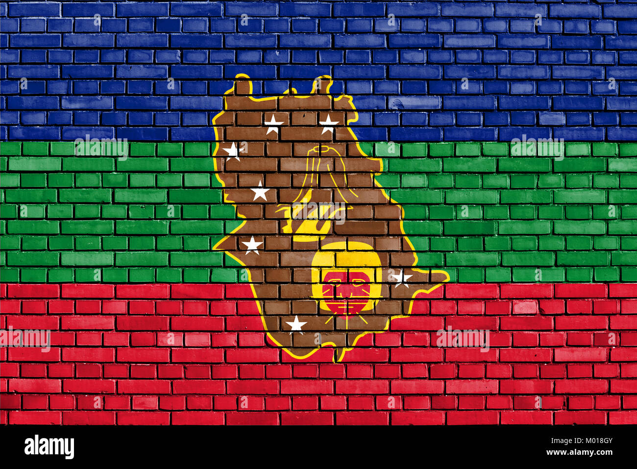 flag of Amazonas State painted on brick wall Stock Photo