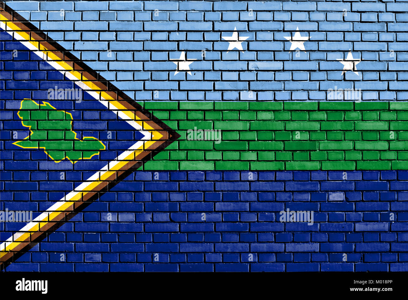 flag of Delta Amacuro State painted on brick wall Stock Photo