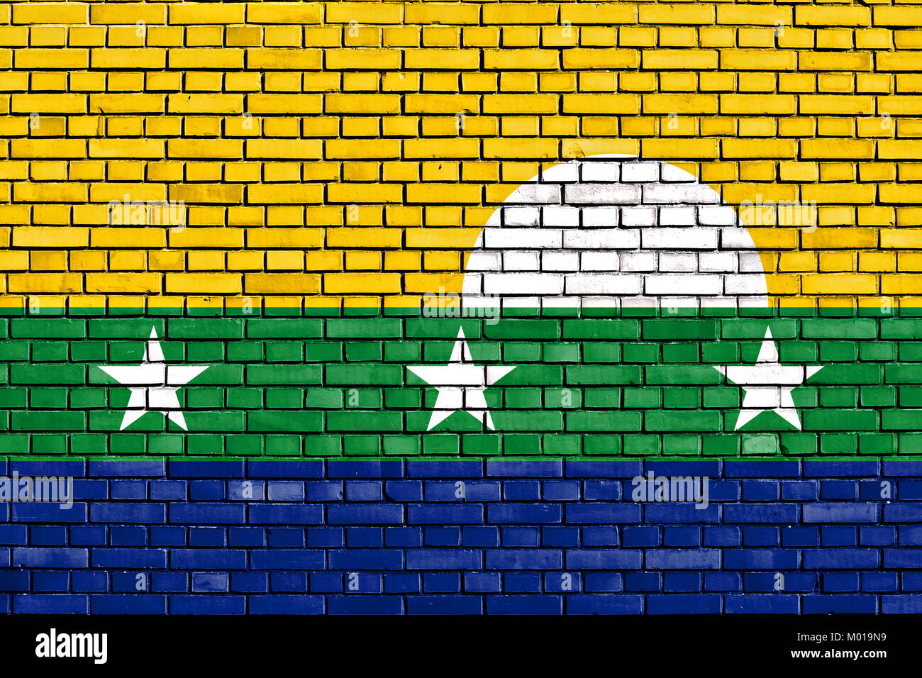 flag of Nueva Esparta State painted on brick wall Stock Photo