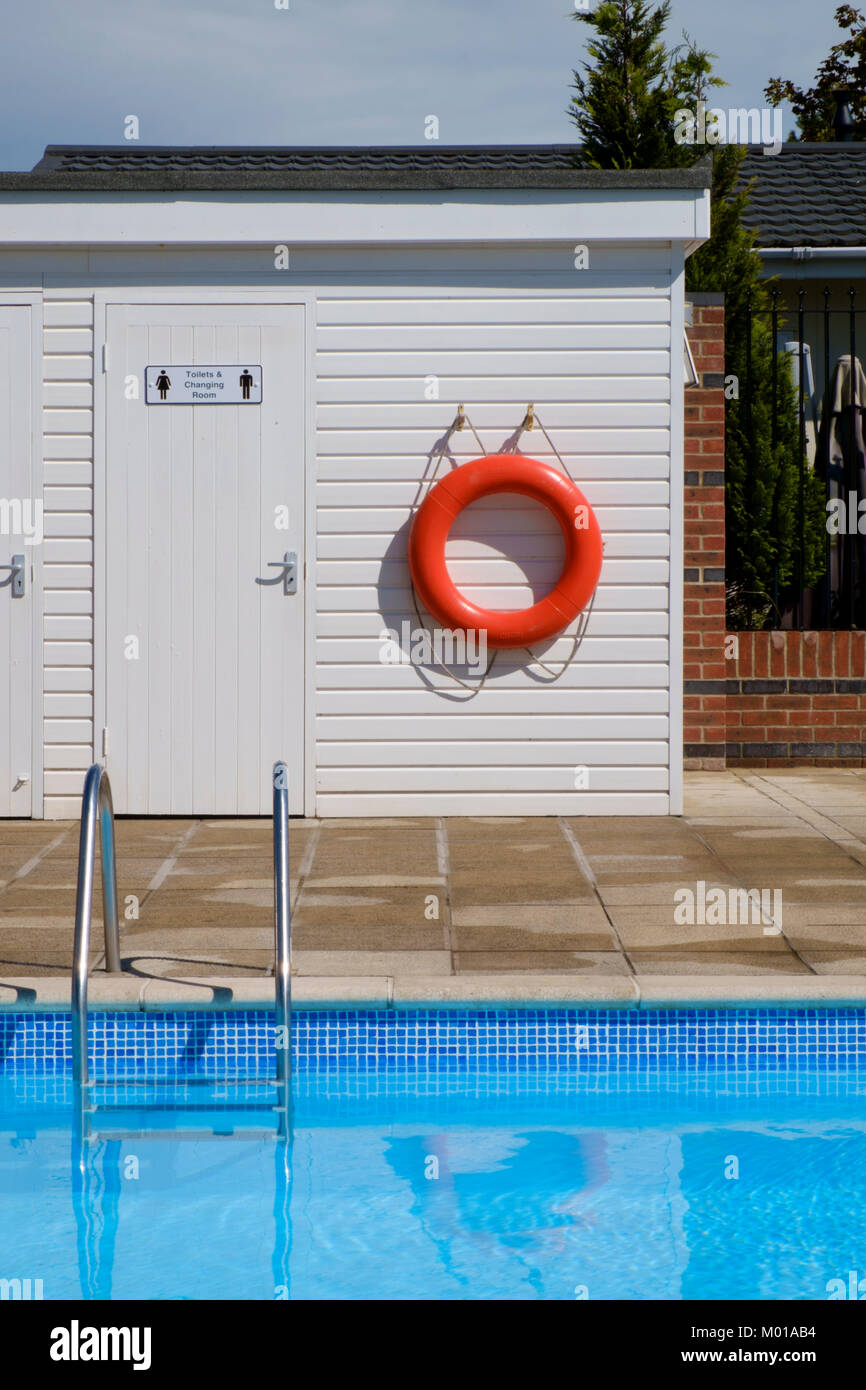 Swimming pool with changing room Stock Photo