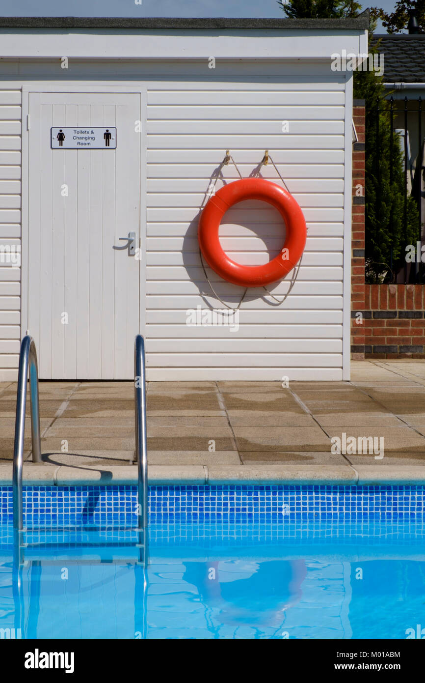 Swimming pool with changing room Stock Photo