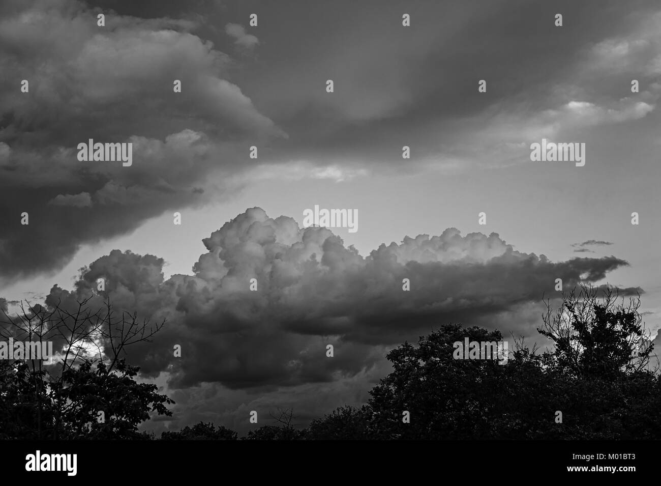 Sky clouds land background Black and White Stock Photos & Images - Alamy