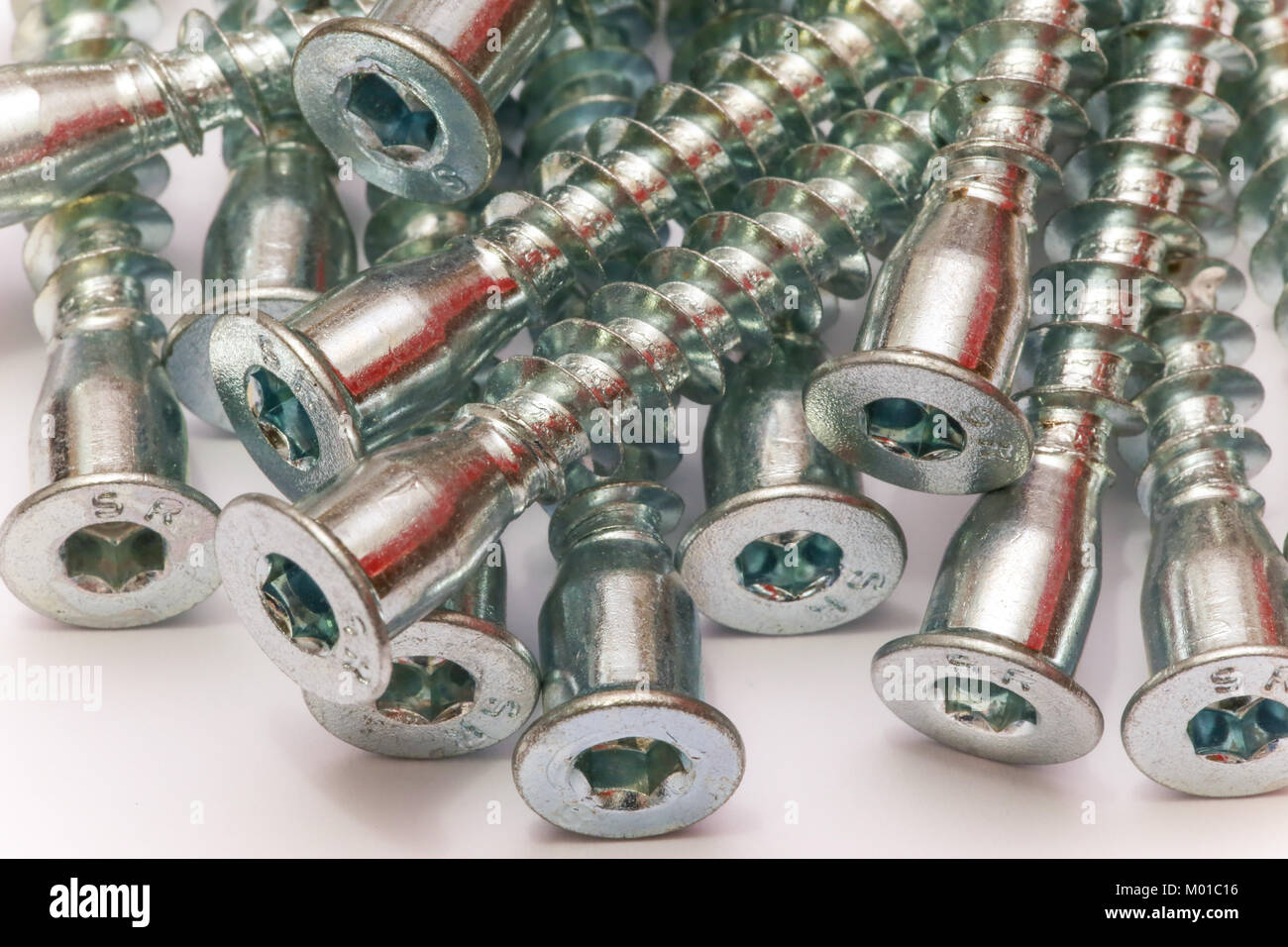 Confirmat wood screw fastener with hex head one piece connector for