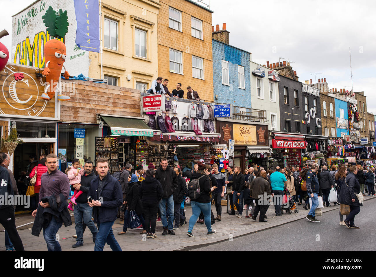People walking on a very busy day in Camden High St , Camden Town, , North London, England, UK Stock Photo